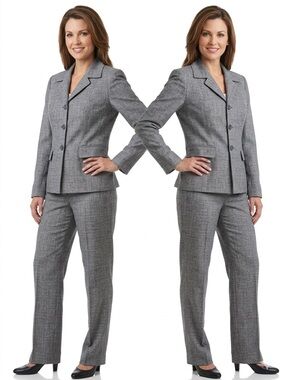 Le Suit Gray Tweed Two-Piece Pantsuit Women Size 6